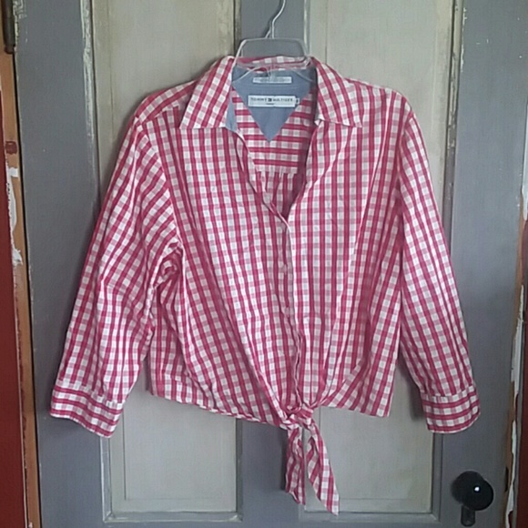 Tommy Hilfiger Tops - Tommy Hilfiger Plaid Tie Up Shirt